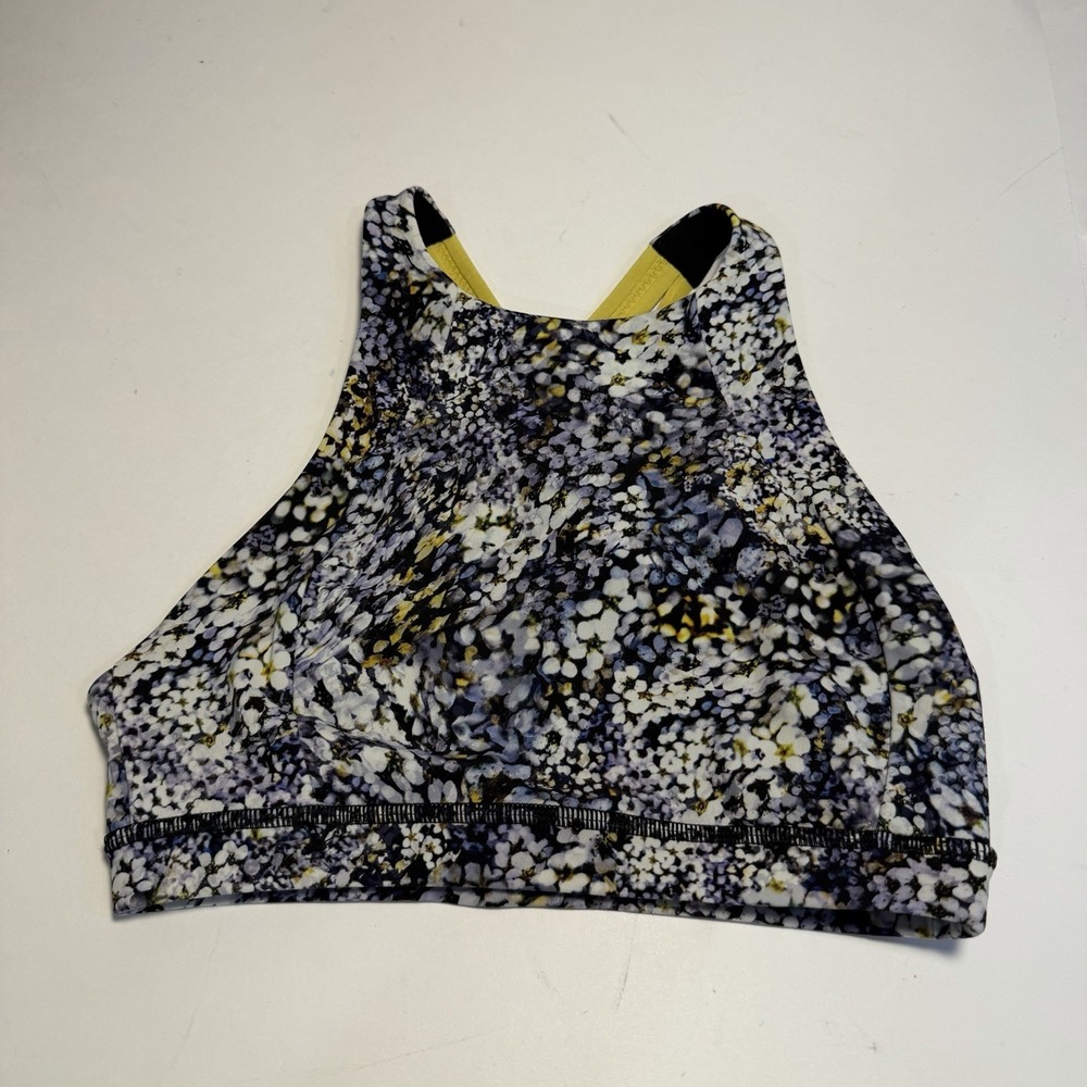 Lululemon Free to Be Serene Sports Bra High Neck 4 Strappy Back Floral Yoga